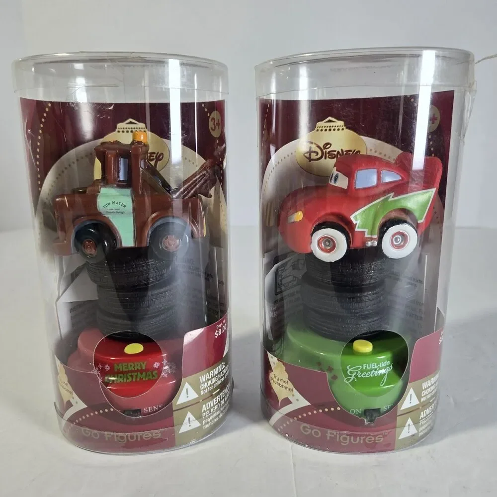 Disney Pixar Cars Holiday Go Figures Lightning McQueen & Mater Talking NIB Lot 2